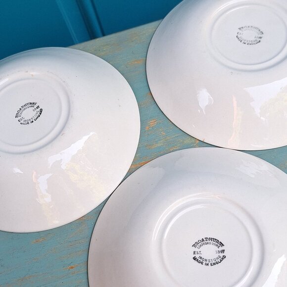 Vintage Stoneware Dishes Ironstone Staffordshire Bowls Set England Blue Royal 3 - Picture 13 of 16